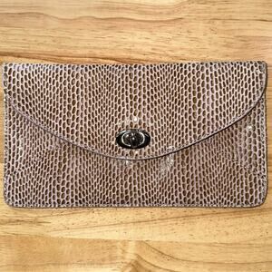 Sorial Rubina Coco Snakeskin Embossed Leather Slim Clutch